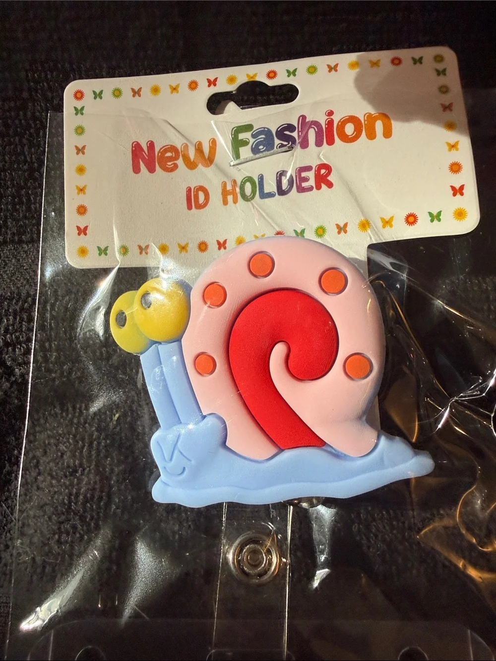 New Fashion Snail ID Holder Clip — Pink, Red & Light Blue